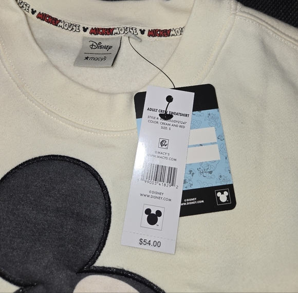 Disney Men's Mickey Mouse Red and Cream Crewneck Sweater - Picture 4 of 5